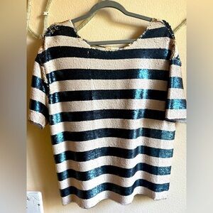 Silence + Noise Sequin Striped Tee – Runs Oversized (Tagged XS)